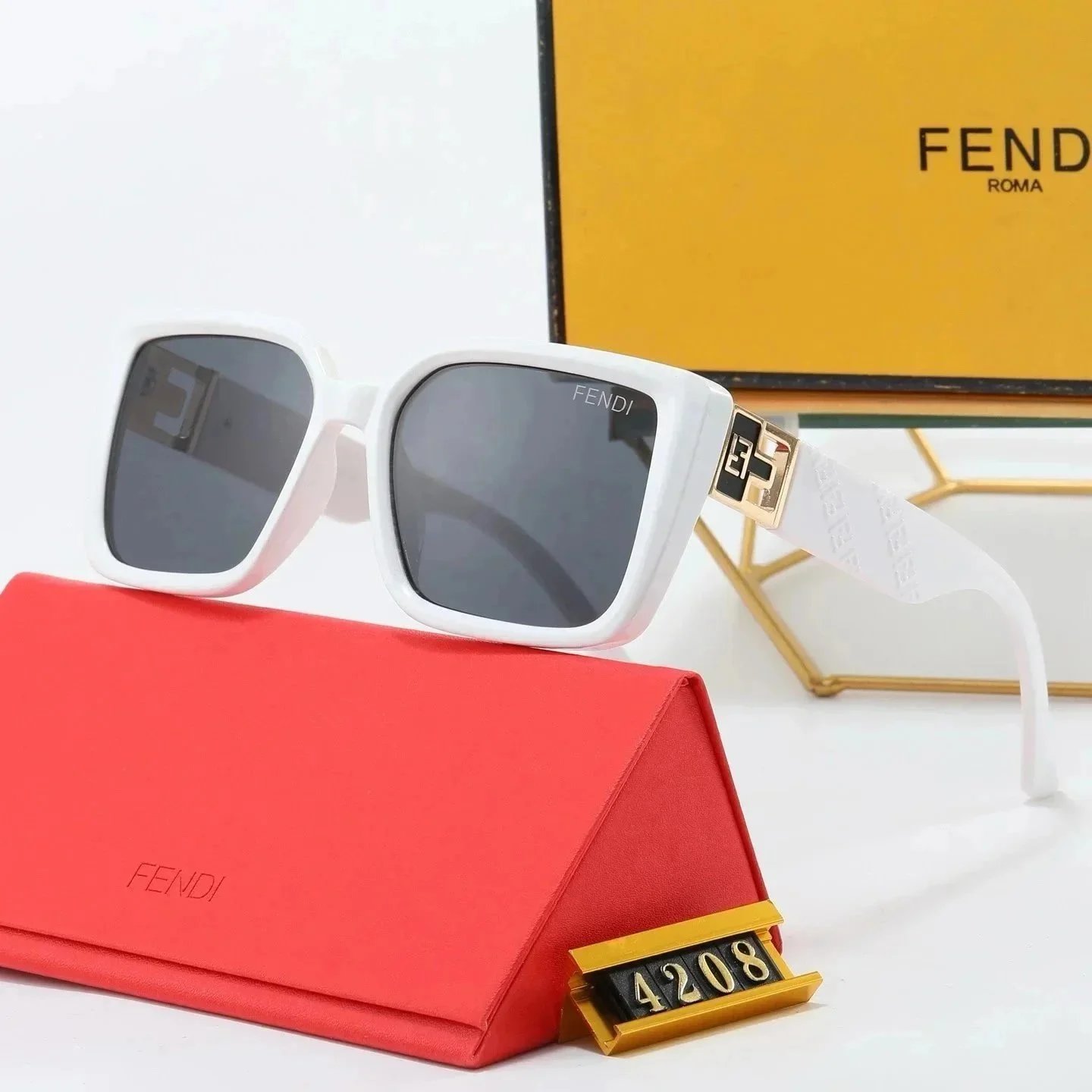 Fendi FF Square White Acetate Sunglasses - 1
