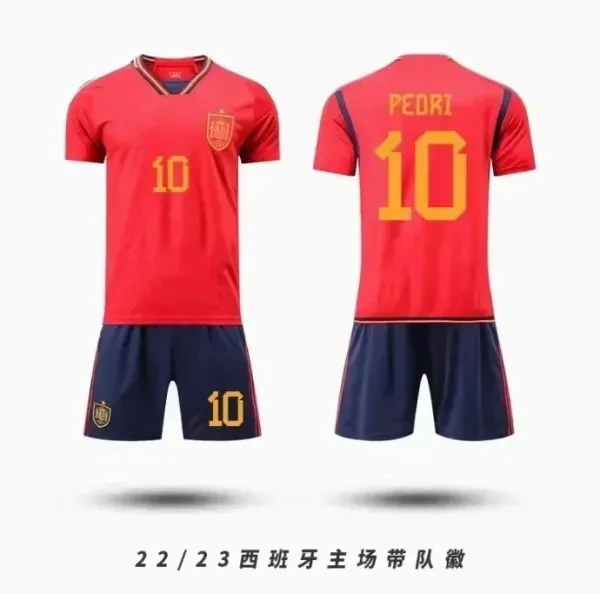 Spain National Team 2022/23 Home Jersey Set Red/Navy - 1