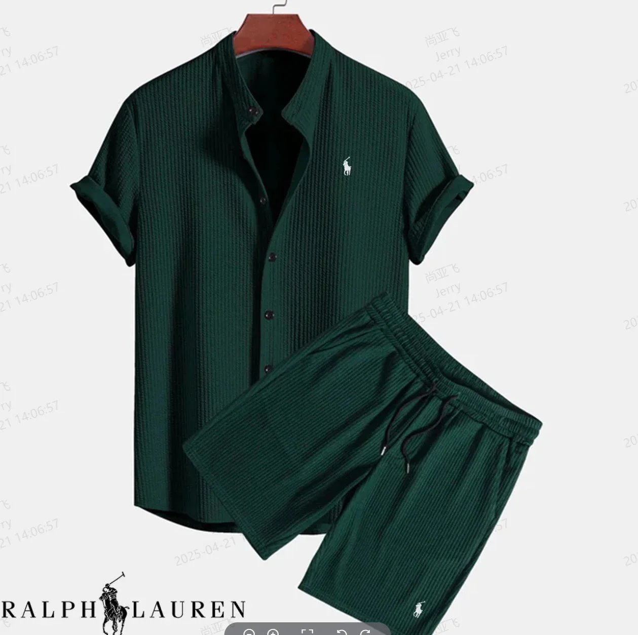 Ralph Lauren Ribbed Short-Sleeve Shirt and Shorts Set Black Casual Set - 5