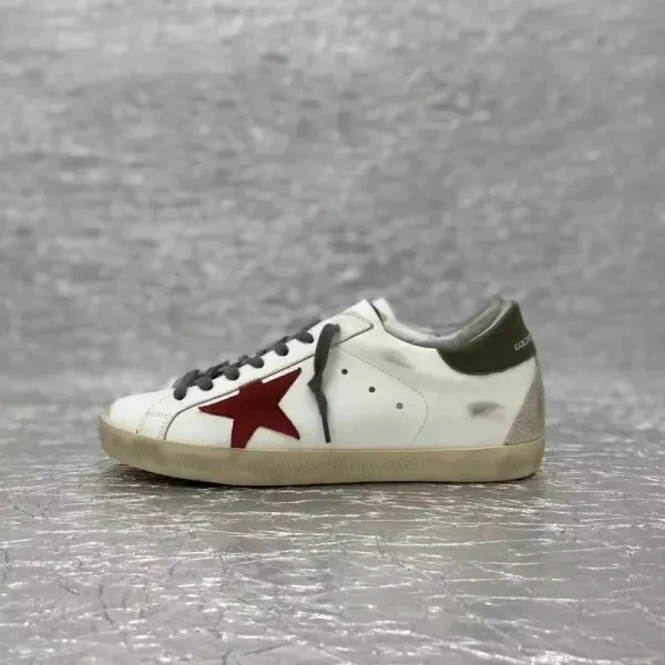 Golden Goose Superstar White Red Star Distressed Sneakers - 1