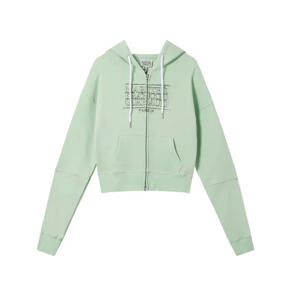 Marithe Francois Girbaud Cropped Zip-Up Hoodie Mint Green - 1