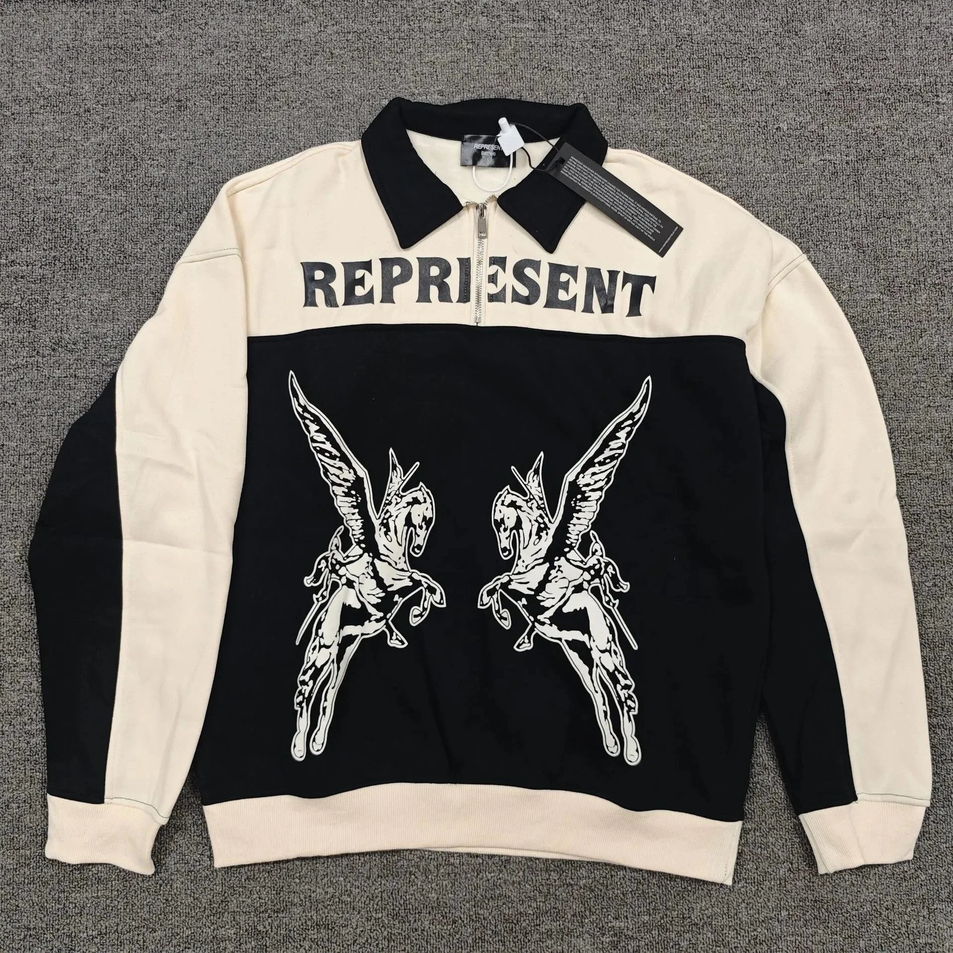 Represent Pegasus Half-Zip Sweatshirt Beige and Brown - 6