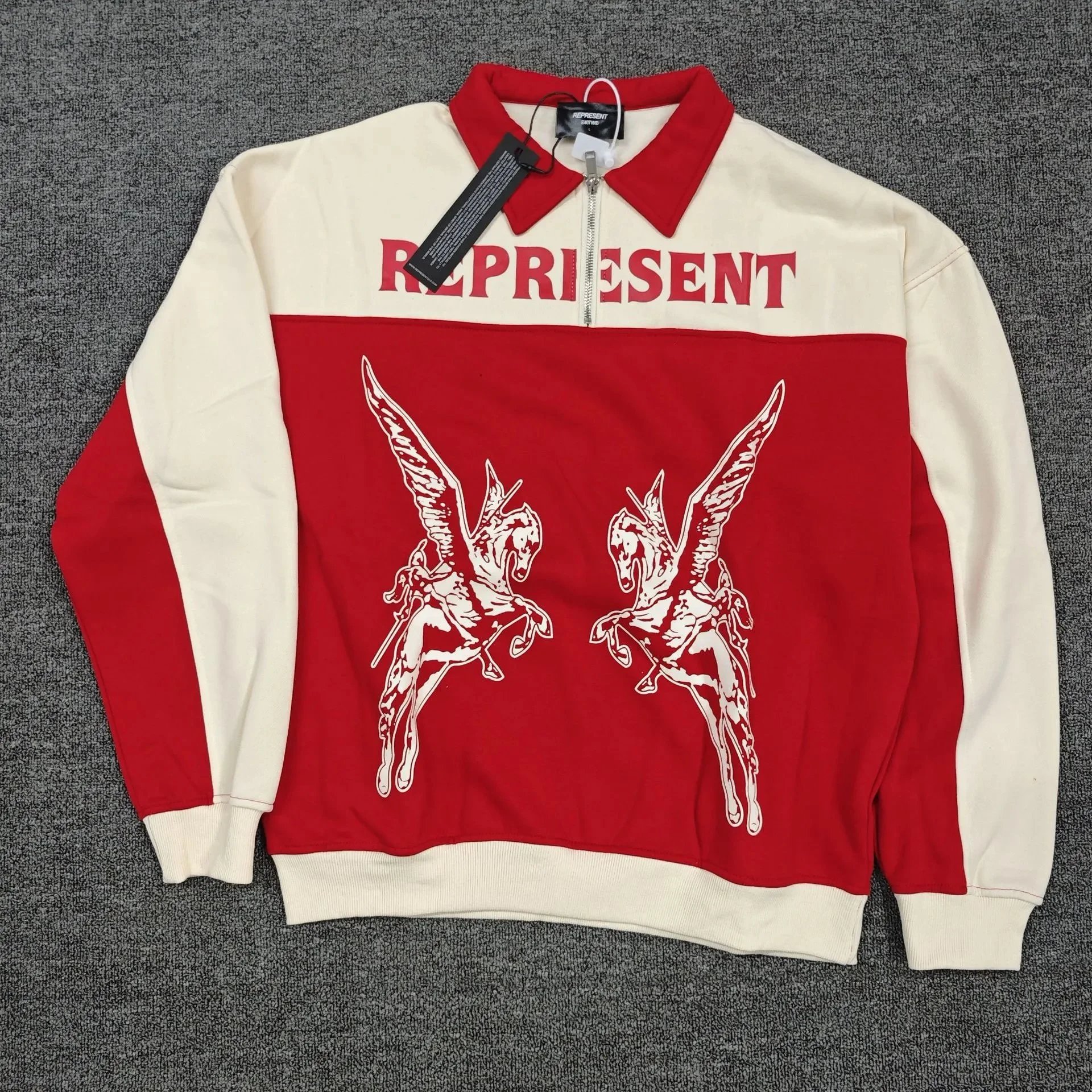 Represent Pegasus Half-Zip Sweatshirt Beige and Brown - 10