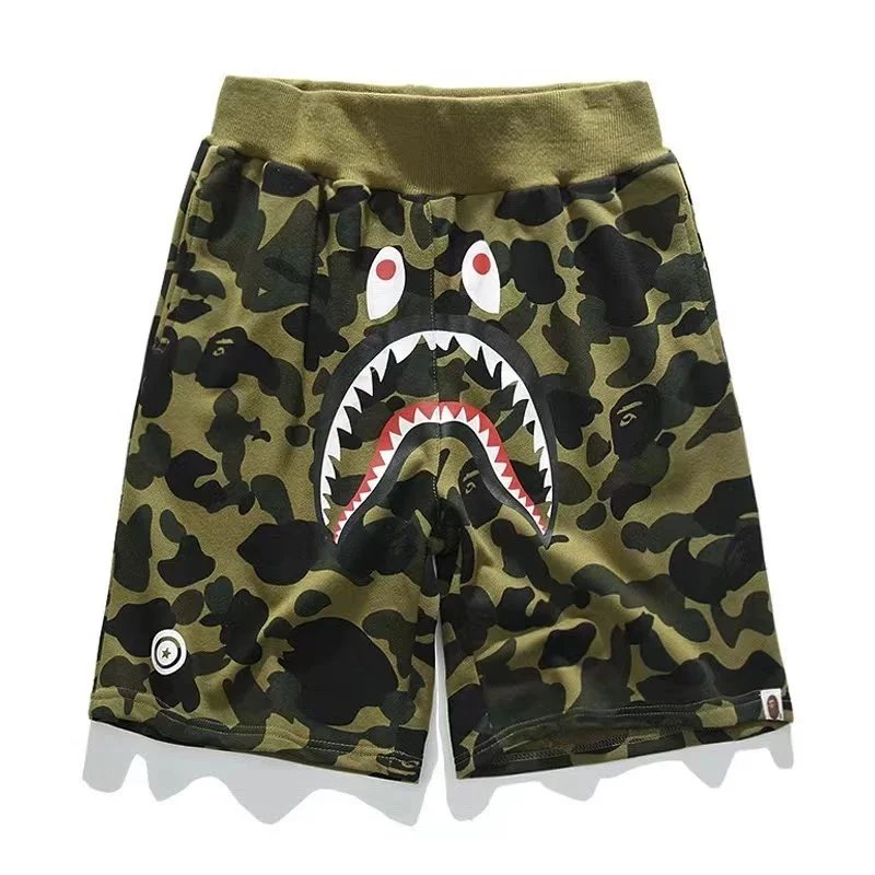 A Bathing Ape Shark Face Graphic Shorts Gray - 6