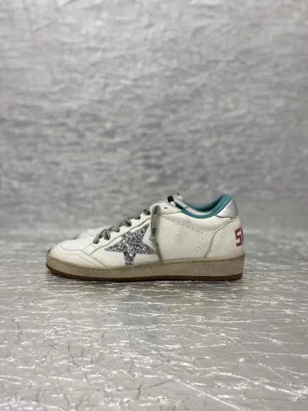 Golden Goose Ballstar White Glitter Star Sneakers - 7