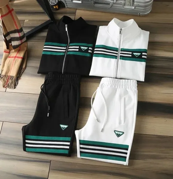 Prada Logo Stripe White Tracksuit - 3