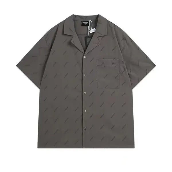 Saint Tears All-Over Logo Print Oversized Short-Sleeve Shirt Gray - 1
