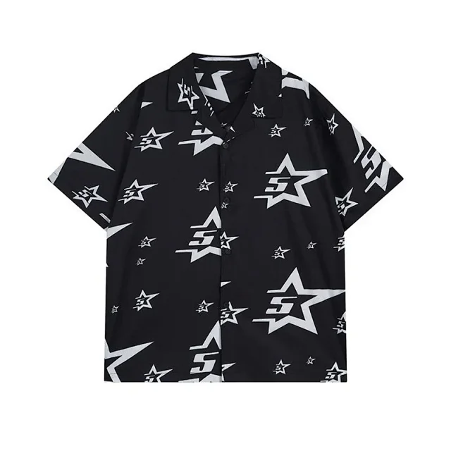 Unbranded Shirts Star-print short-sleeve button-up shirt product detail image 2