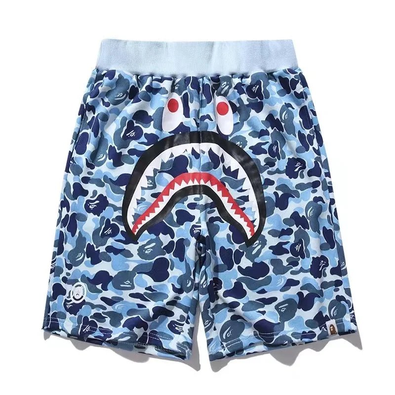 A Bathing Ape Shark Face Graphic Shorts Gray - 9