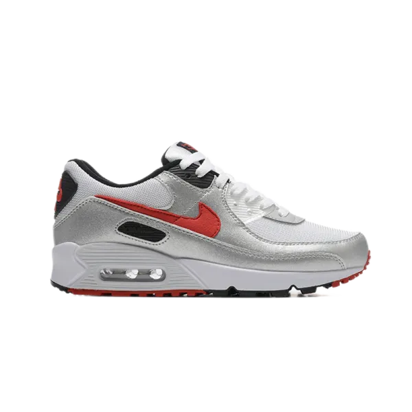 Nike Air Max 90 Metallic Silver Red Sneakers - 1