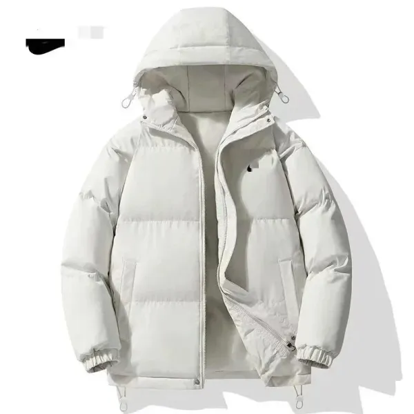 Design Puffer Jacket with Contrast Trim and Hooded Design White/Deep Purple Down-Jacket - 8