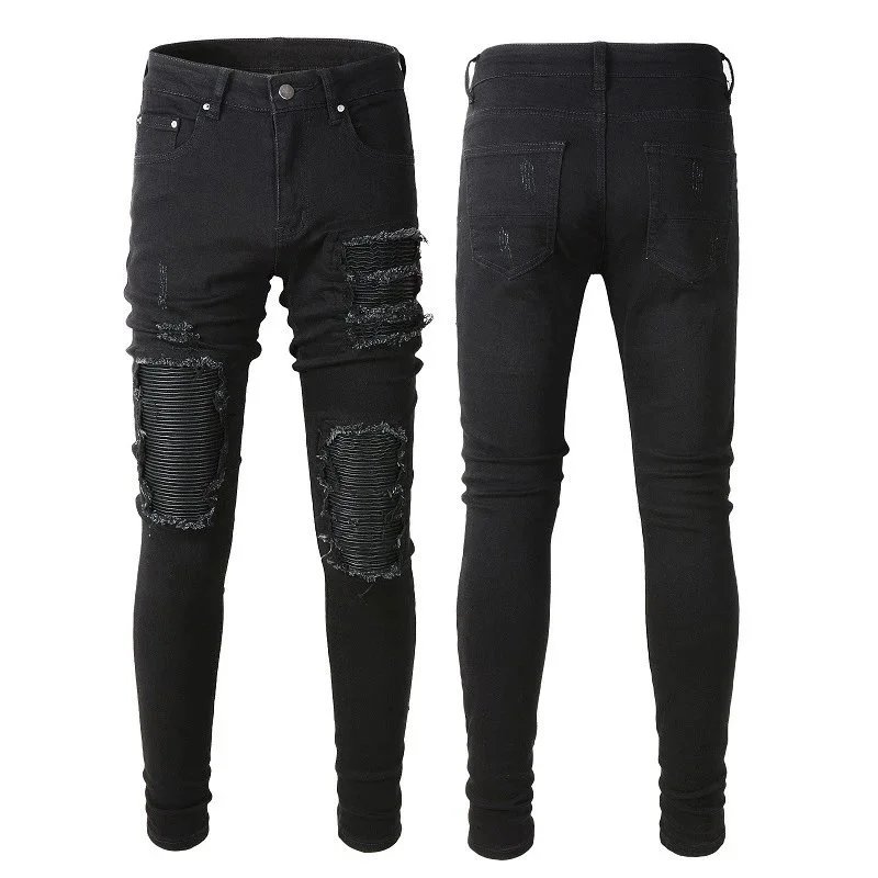 Gallery Dept. Leopard Patch Distressed Black Jeans - 4