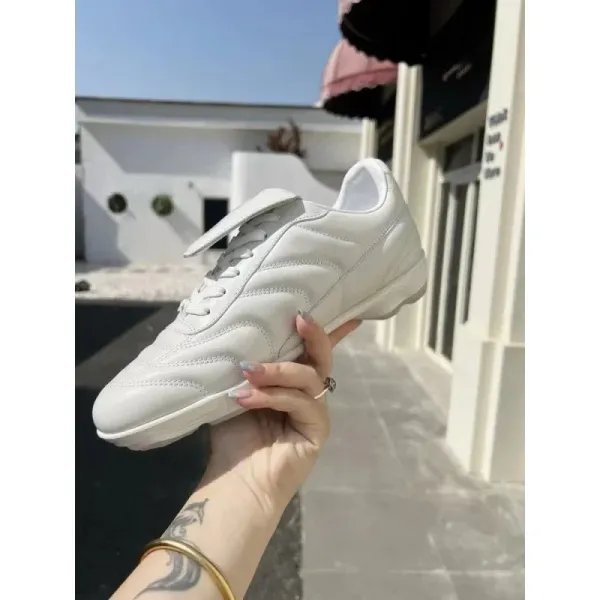 Design Quilted Panel White Sneakers - 1