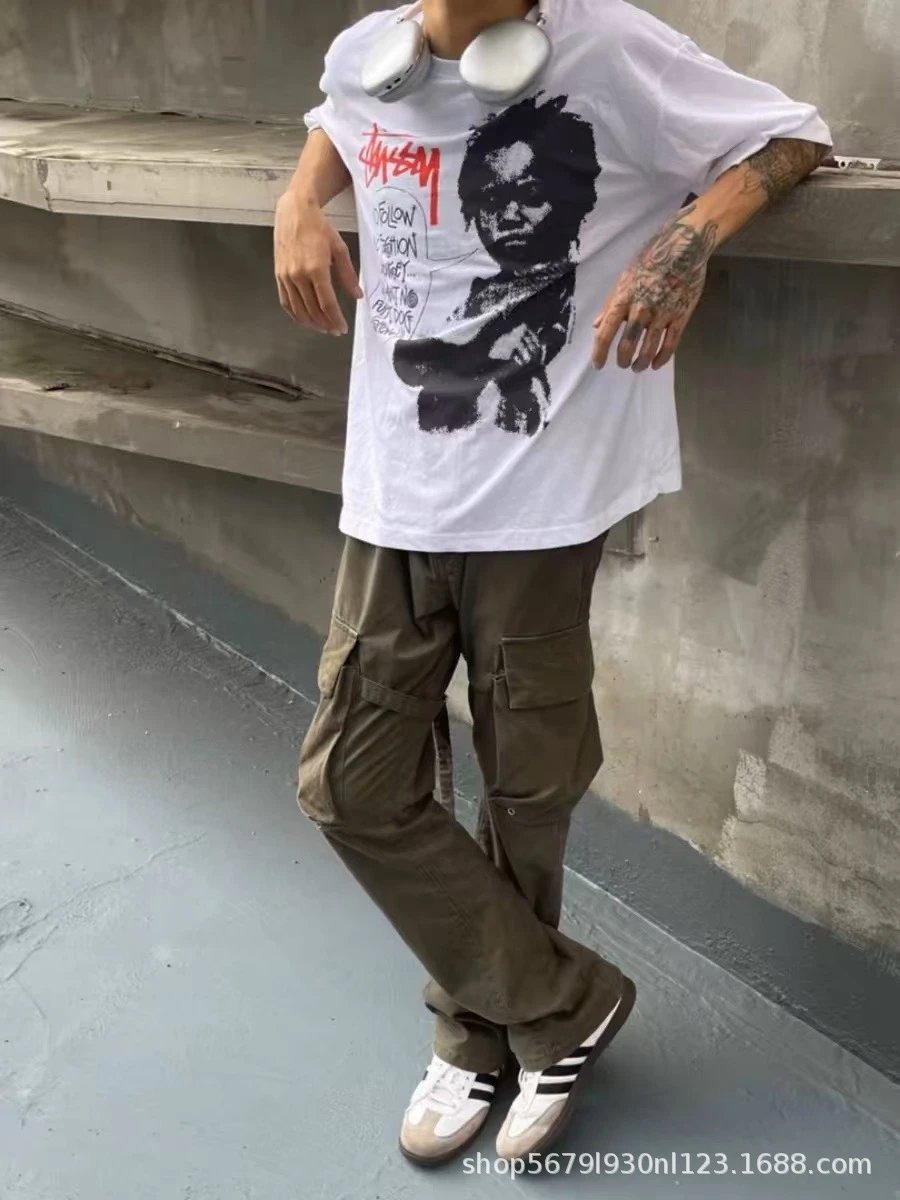 VUJA DÉ Asakusa 004 Graphic T-Shirt Black + Cargo Pants Army Green - 5