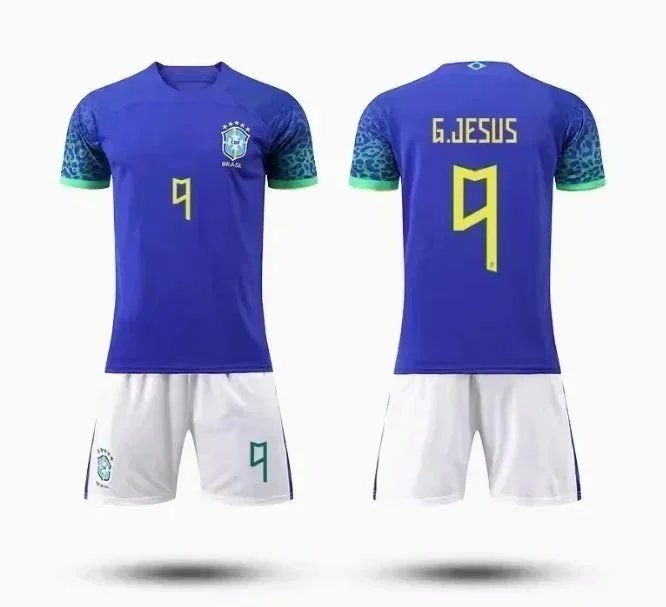 Brazil National Team Inspired Jersey Set Blue/White Activewear - 9