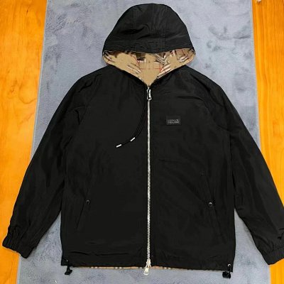 Burberry Check-Lined Hooded Windbreaker Jacket