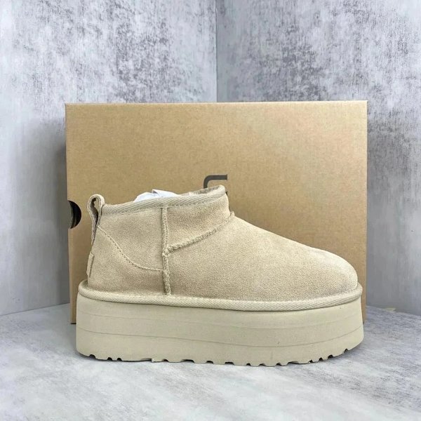 UGG Mini Platform Beige Suede Snow Boots product listing in Litbuy spreadsheet finds
