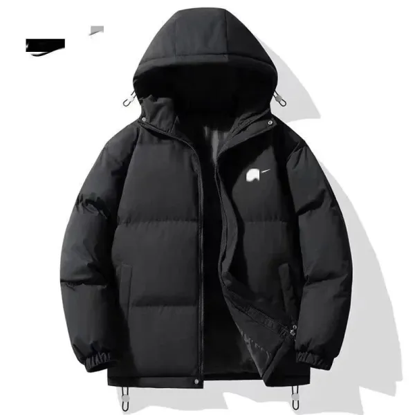 Design Puffer Jacket with Contrast Trim and Hooded Design White/Deep Purple Down-Jacket - 6