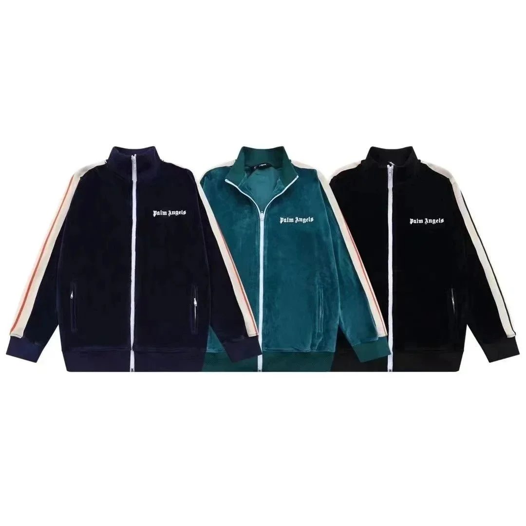 Palm Angels Velvet Tracksuit Navy with Cream and Red Stripes - 2
