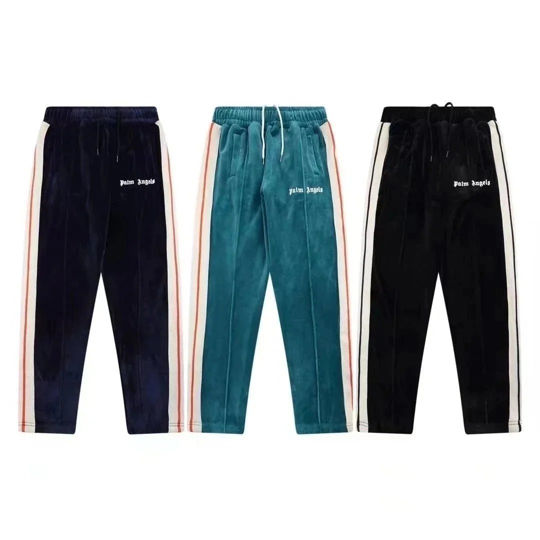 Palm Angels Velvet Tracksuit Navy with Cream and Red Stripes - 3