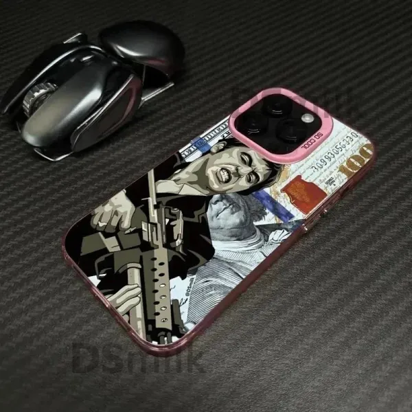 Digital Pionker 'Godfather Money' Graphic Phone Case Pink Transparent - 1