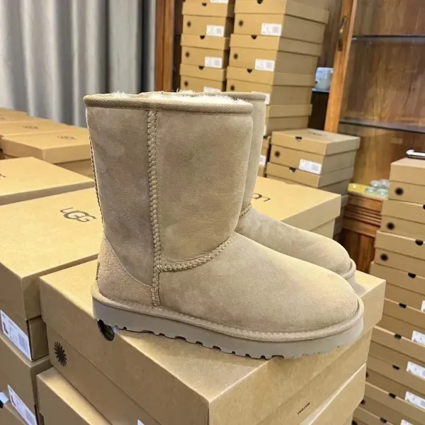 UGG Classic Short II Beige Suede Snow Boots - 1
