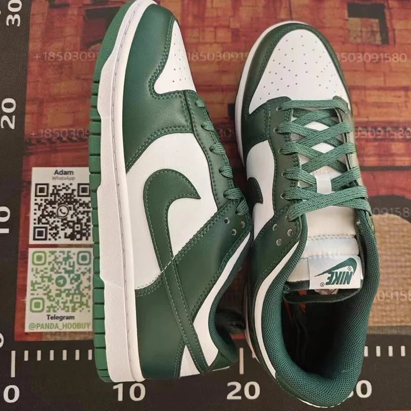 Nike Dunk Low Pine Green White Sneakers - 1