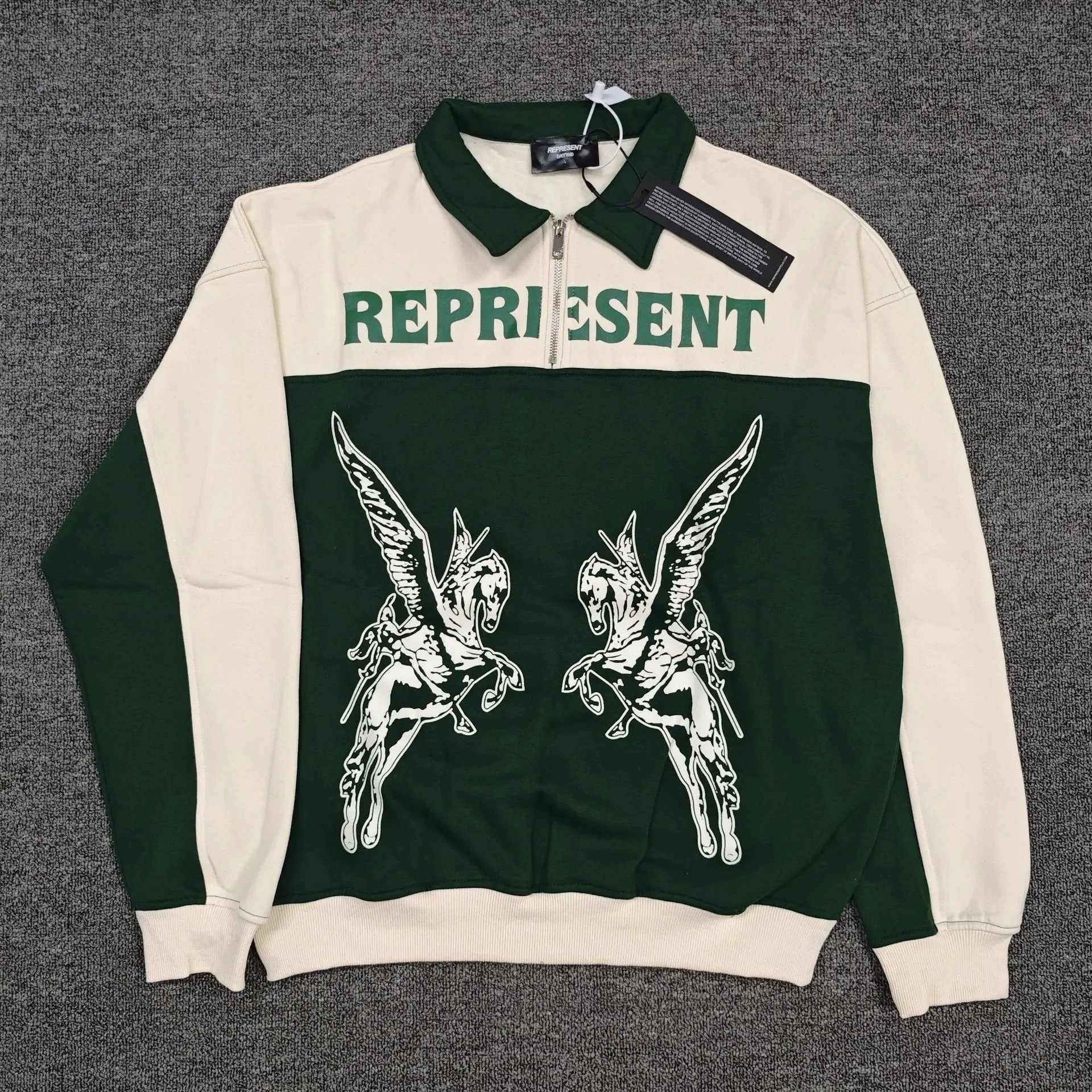 Represent Pegasus Half-Zip Sweatshirt Beige and Brown - 8