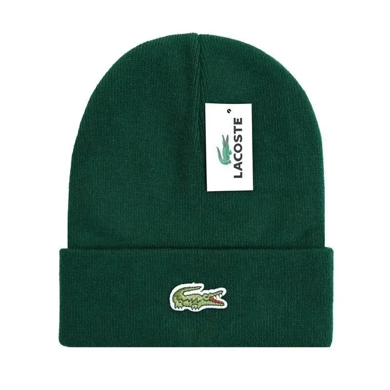 Lacoste Crocodile Embroidered Beanie Green - 1