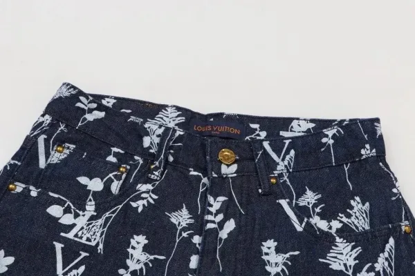 Louis Vuitton Monogram Floral Denim Jeans Navy - 6