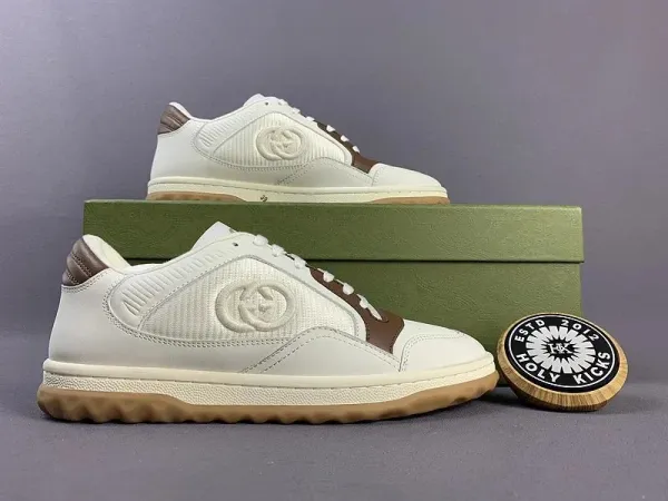 Gucci Rhyton Low White and Brown Leather Sneakers - 1