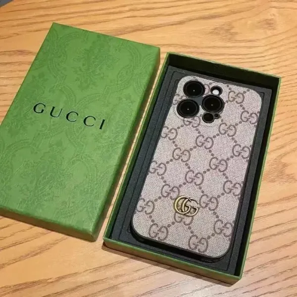 Gucci GG Marmont iPhone Case Beige and Brown Phone-Case - 1