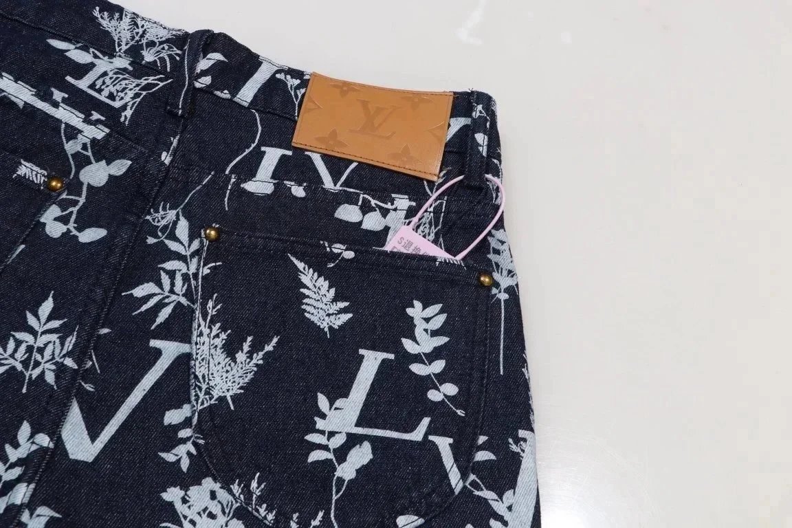 Louis Vuitton Monogram Floral Denim Jeans Navy - 9