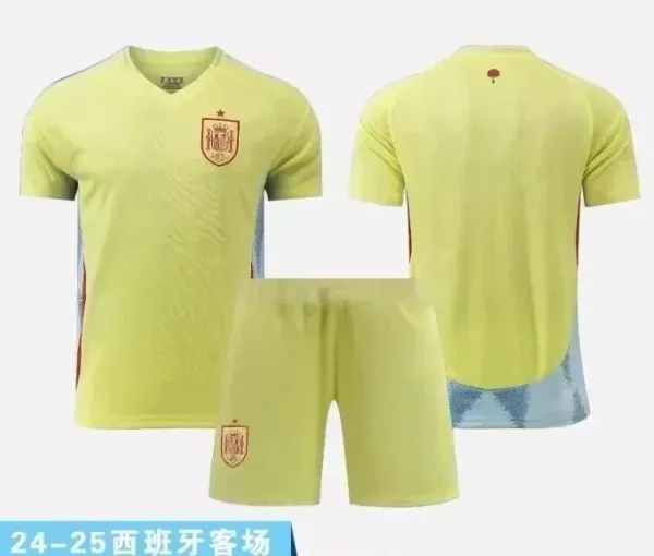 Spain National Team 2024-25 Away Kit Lime Green Jersey and Shorts Set - 1