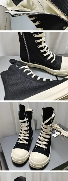Rick Owens DRKSHDW Canvas High-Top Boot Beige - 8