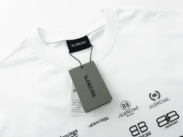Balenciaga Agencia Logo Print White T-Shirt - 5