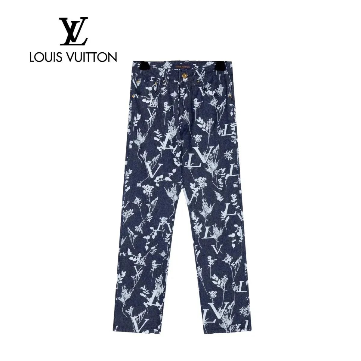 Louis Vuitton Monogram Floral Denim Jeans Navy - 4