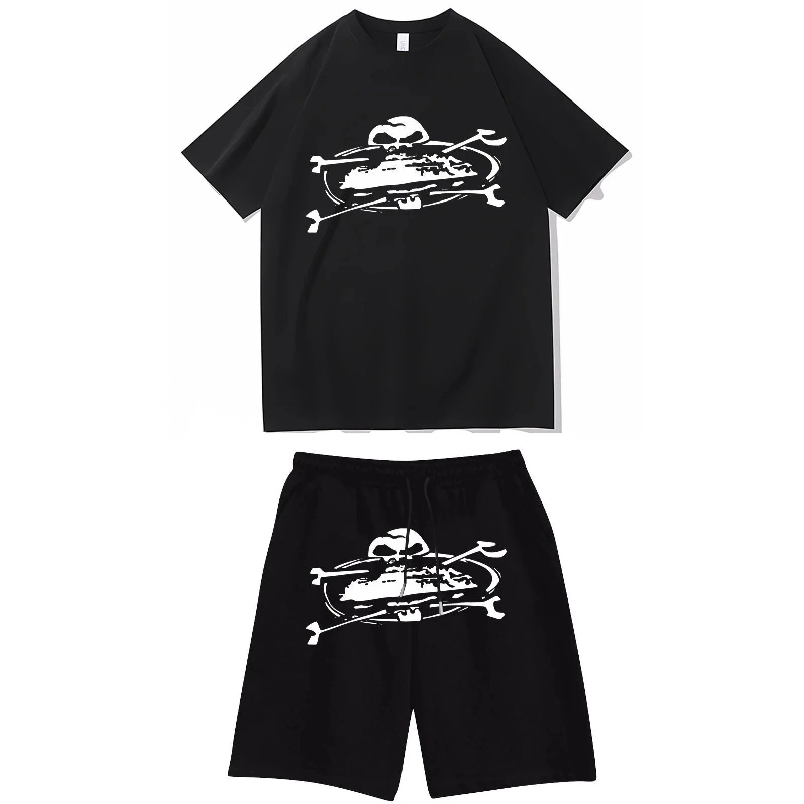 Corteiz Rules The World Graphic T-Shirt and Star Logo Shorts Set White/Black - 8