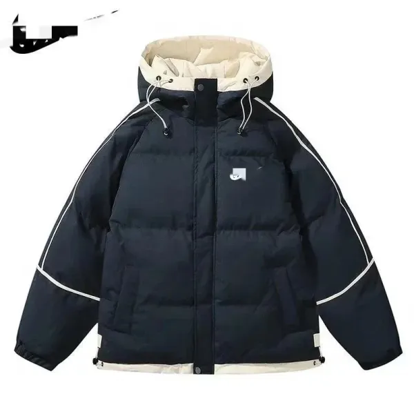 Design Puffer Jacket with Contrast Trim and Hooded Design White/Deep Purple Down-Jacket - 10