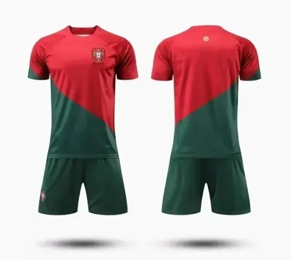 Portugal National Team Inspired Jersey Set Red and Green Activewear - 1