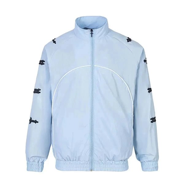 Design Windbreaker Jacket Light Blue with Black Embellishments Outerwear product listing in Litbuy spreadsheet finds