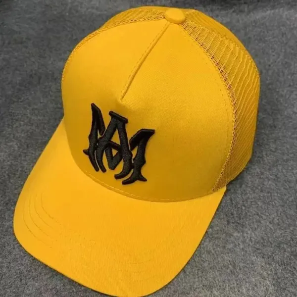 MMY Logo Embroidered Yellow Mesh Back Baseball Cap - 1