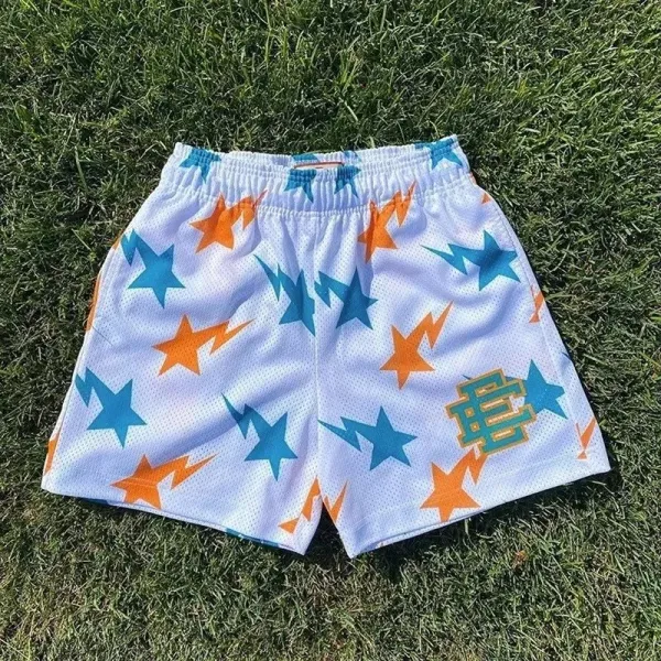 GRA Star Print Basketball Shorts Multicolor - 6