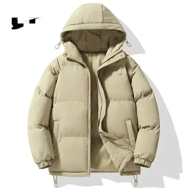 Design Puffer Hooded Down Jacket Beige Outerwear - 1