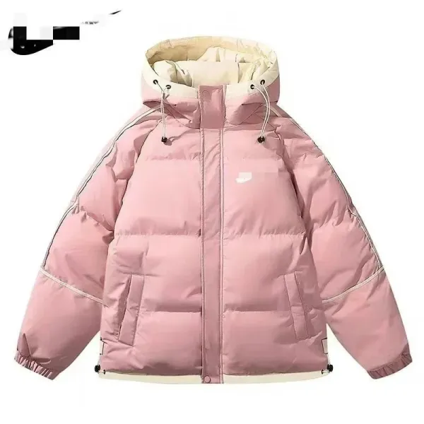 Design Puffer Jacket with Contrast Trim Pink Down-Jacket - 1