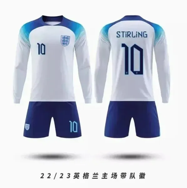 England National Team 2022/23 Home Kit with Captain's Badge Jersey and Shorts - 1