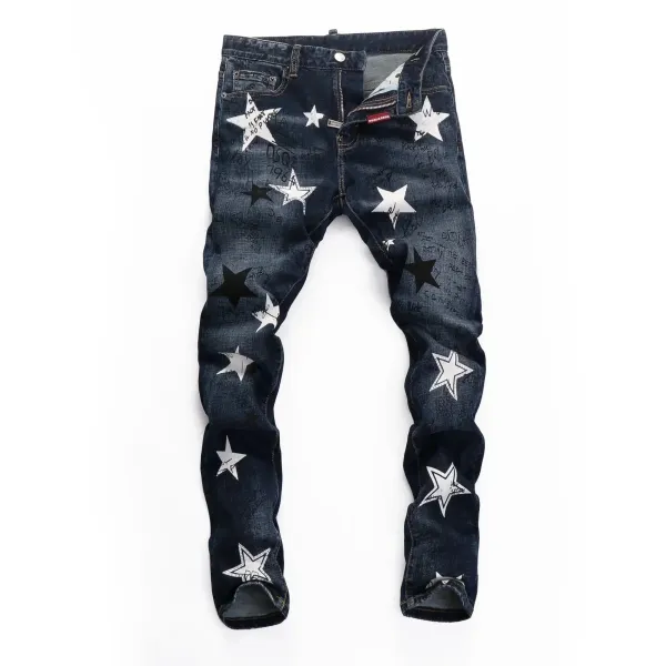 Dsquared2 Star Print Distressed Slim Fit Jeans - 1