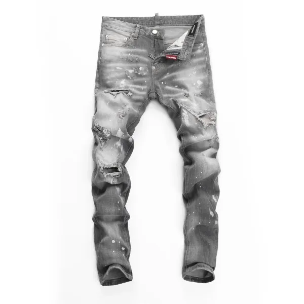 Dsquared2 Paint-Splatter Distressed Gray Jeans - 1