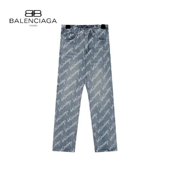 Balenciaga Logo Print Black Denim Jeans - 4