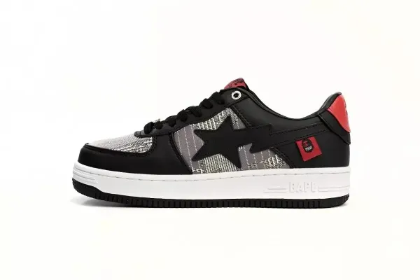 A Bathing Ape Bape Sta Low Black/Red/Gray Sneakers - 1